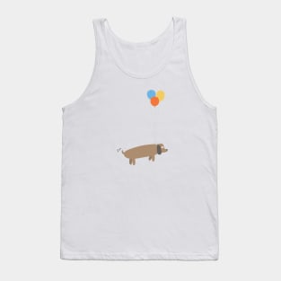 Cute cartoon dog floating with balloons Tank Top